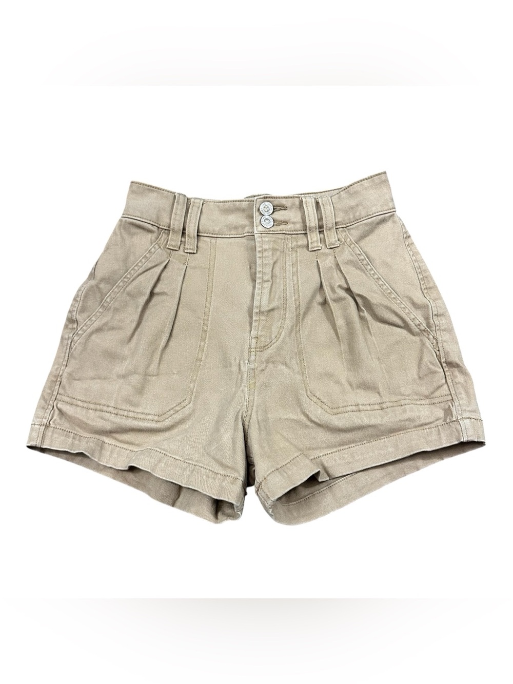 Hollister Ultra High Rise Pleated Shorts Women’s 0 Khaki